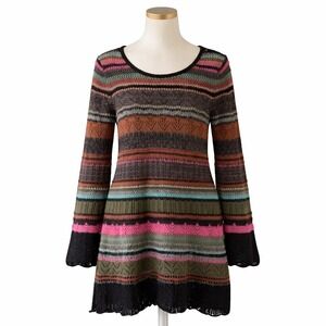 Peruvian Connection‎ Sweater Dress Women's M Alpaca Blend Multicolor Boho Knit